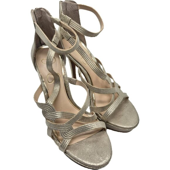 Jessica Simpson JS-Bellanne Metallic Gold Strappy High Heel Sandals Women's 8M - Picture 1 of 11